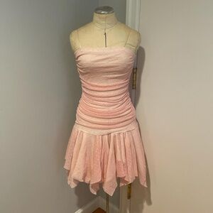 Un Deux Trois Y2K Pink Lace Ruffle Dress Size 16 Fits Small